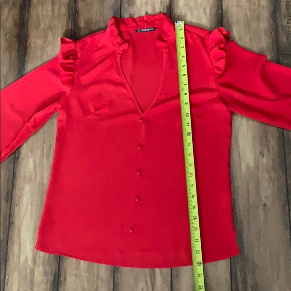 Ruffle Trim Button Front Blouse - Picture 8 of 8